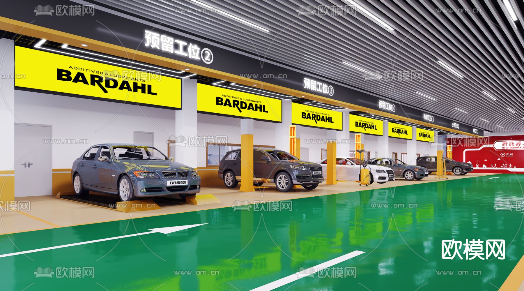 现代汽修店3d模型下载（渲染图2）