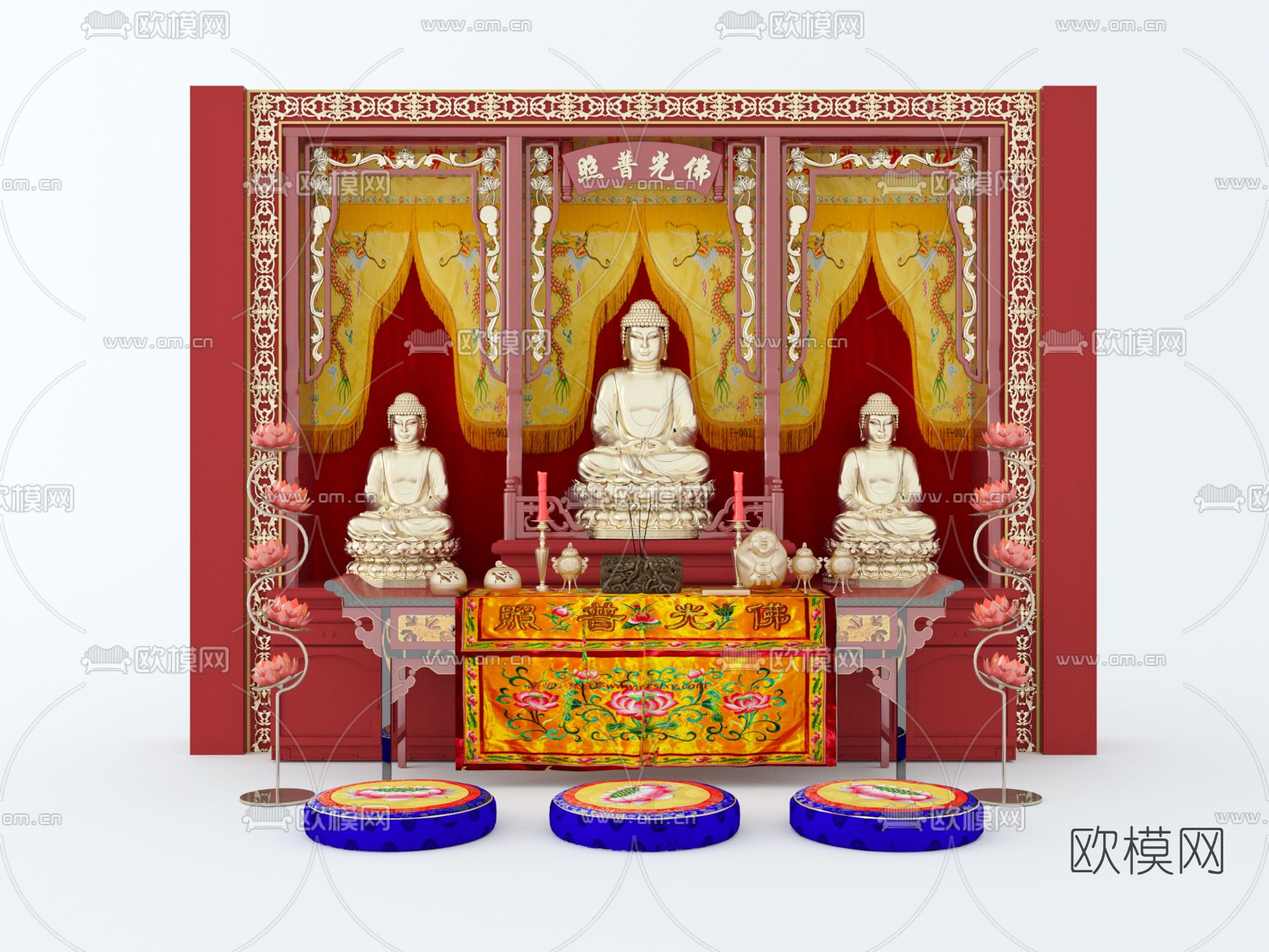 新中式佛像祭拜3d模型下载