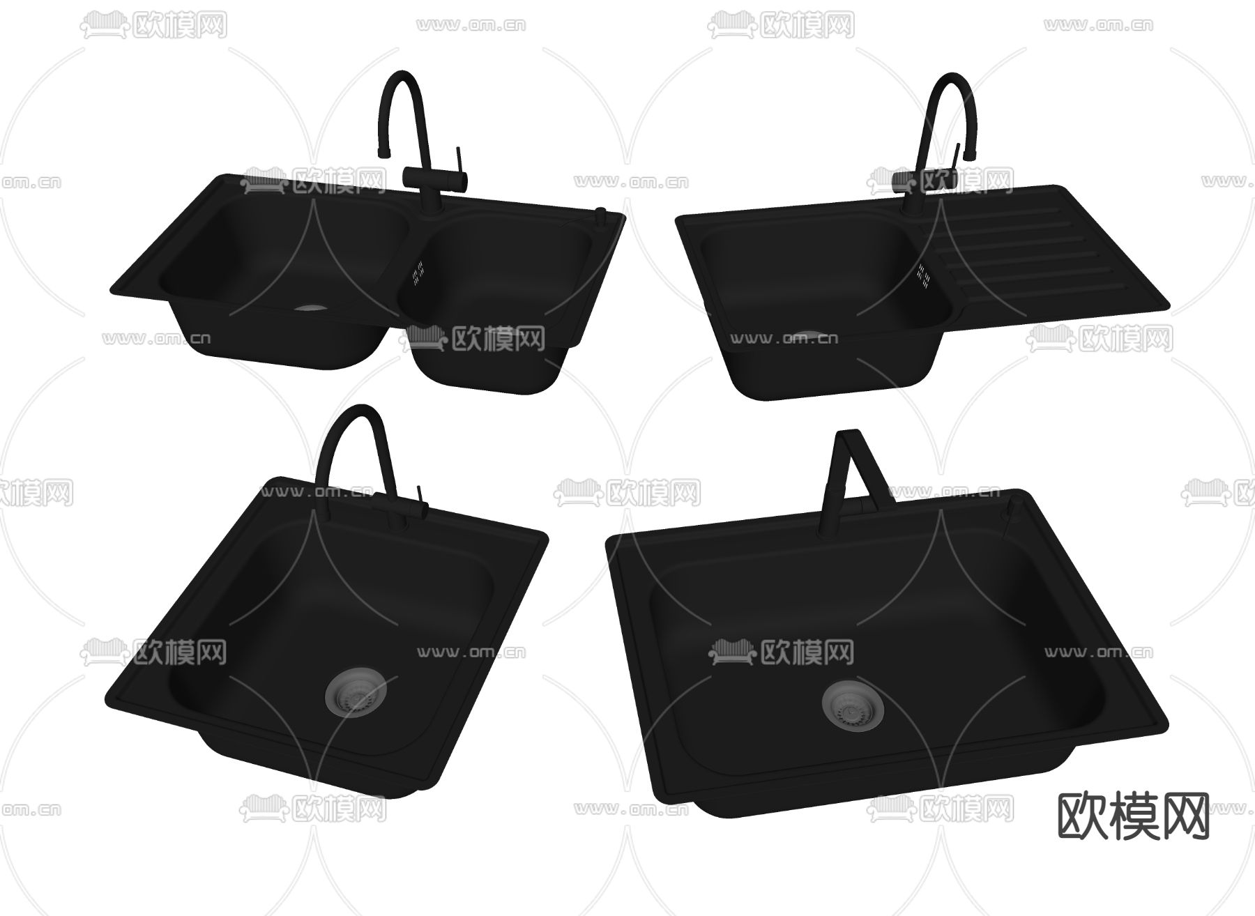 现代洗菜盆水槽su模型下载（渲染图2）