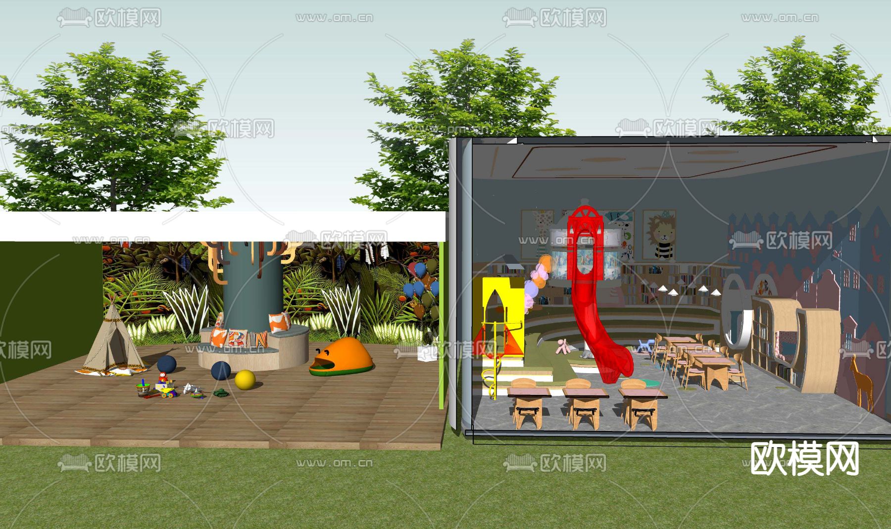 现代托儿所游戏区su模型下载
