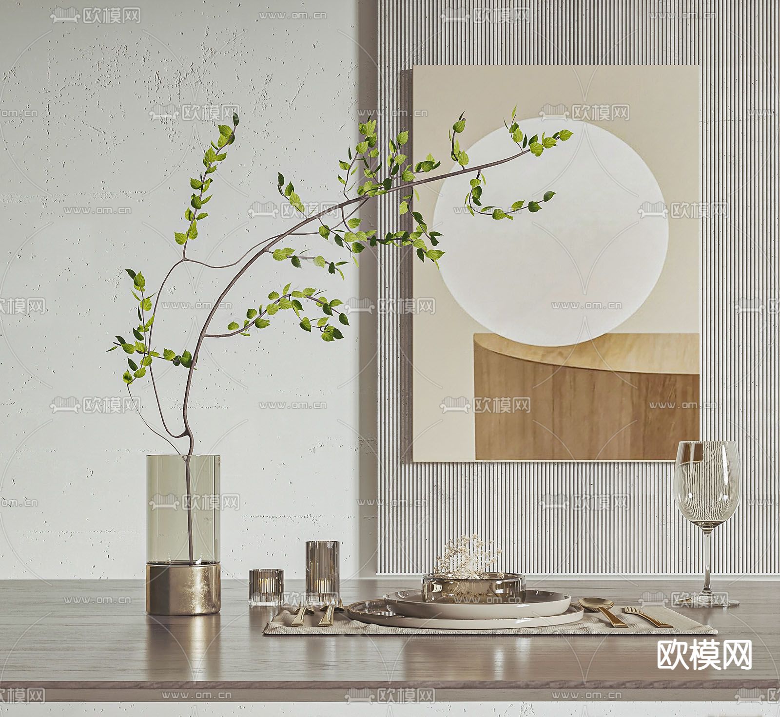 现代餐具su模型下载（渲染图1）