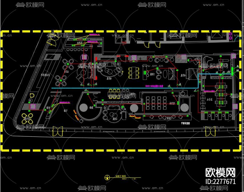 现代展馆电气cad施工图下载（渲染图1）
