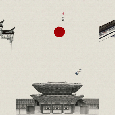  新中式建筑壁画 