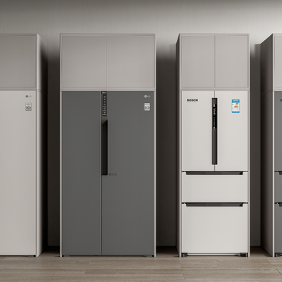 现代冰箱双开门冰箱su模型