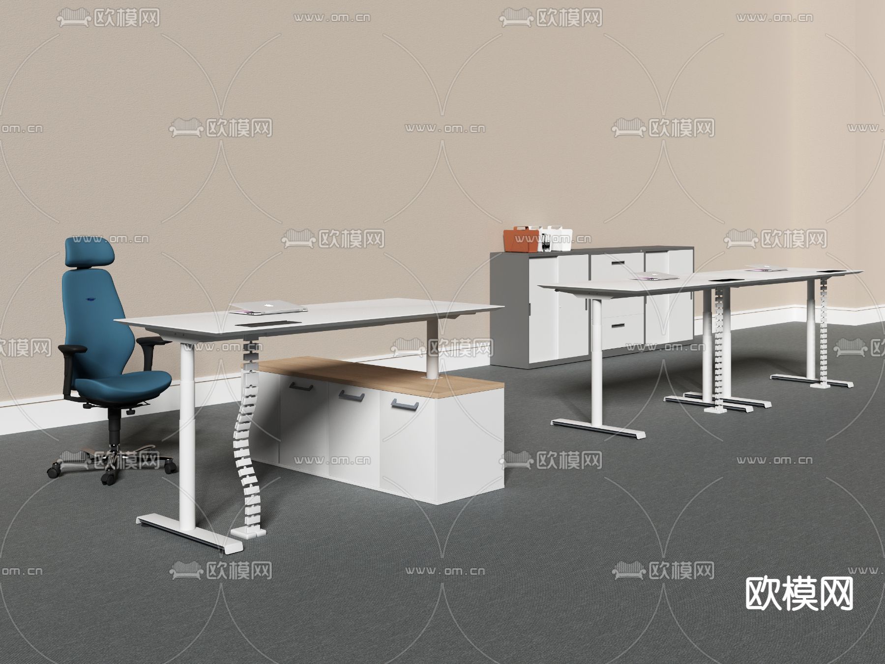 现代升降培训桌3d模型下载