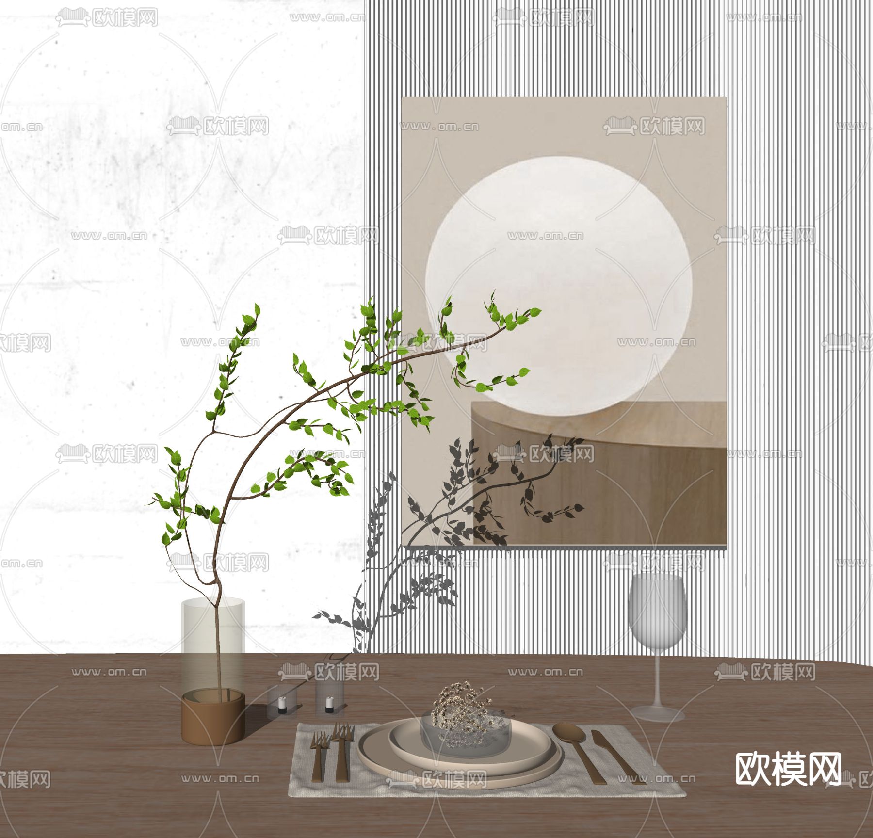 现代餐具su模型下载（渲染图2）