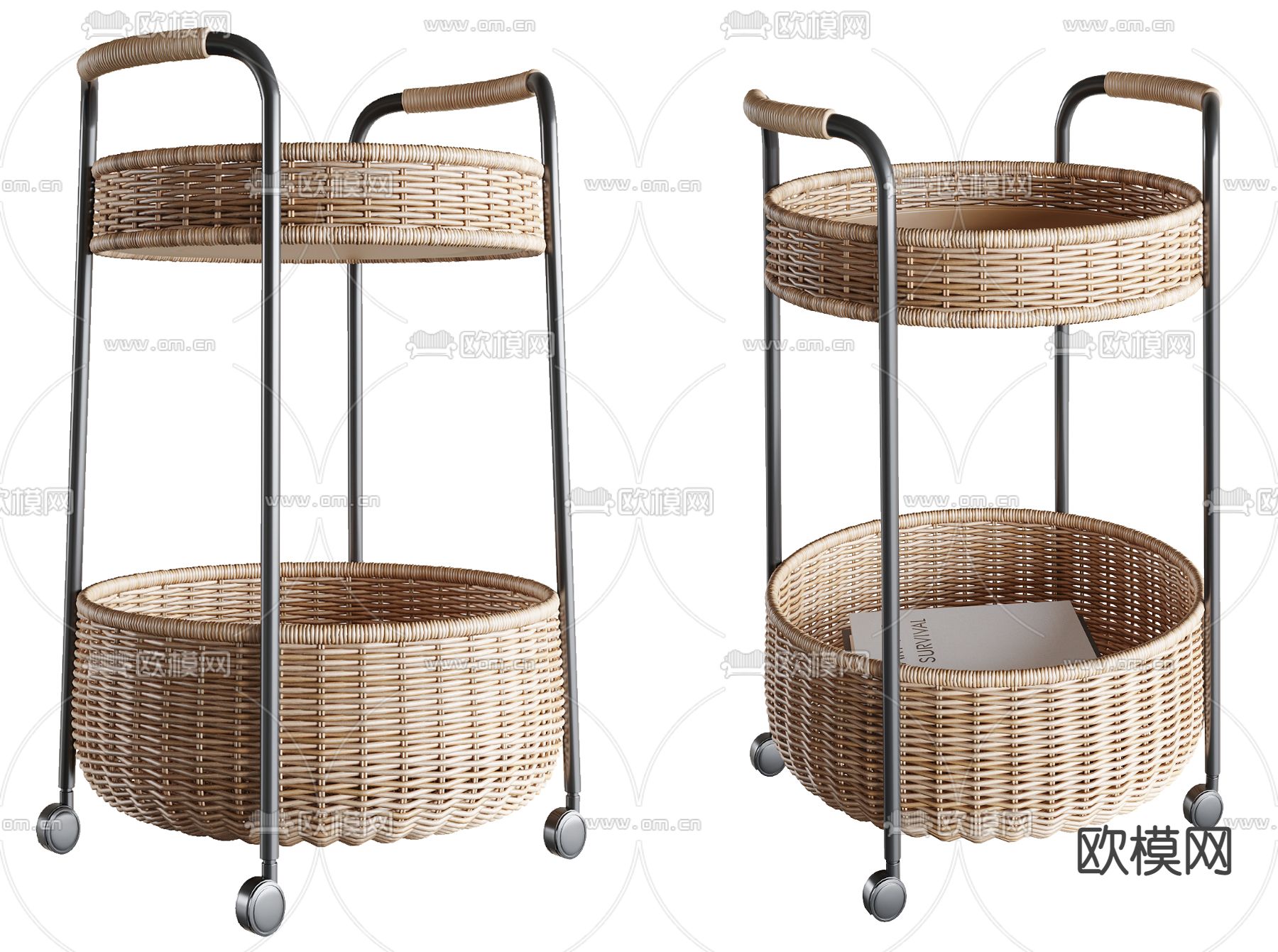 现代移动边几收纳架su模型下载（渲染图1）