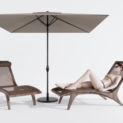  侘寂风藤编躺椅su模型 