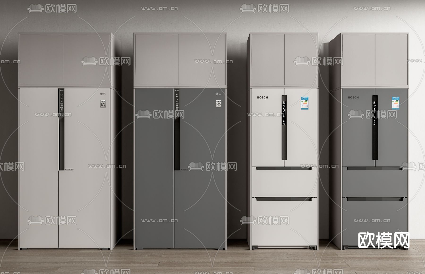 现代冰箱双开门冰箱su模型