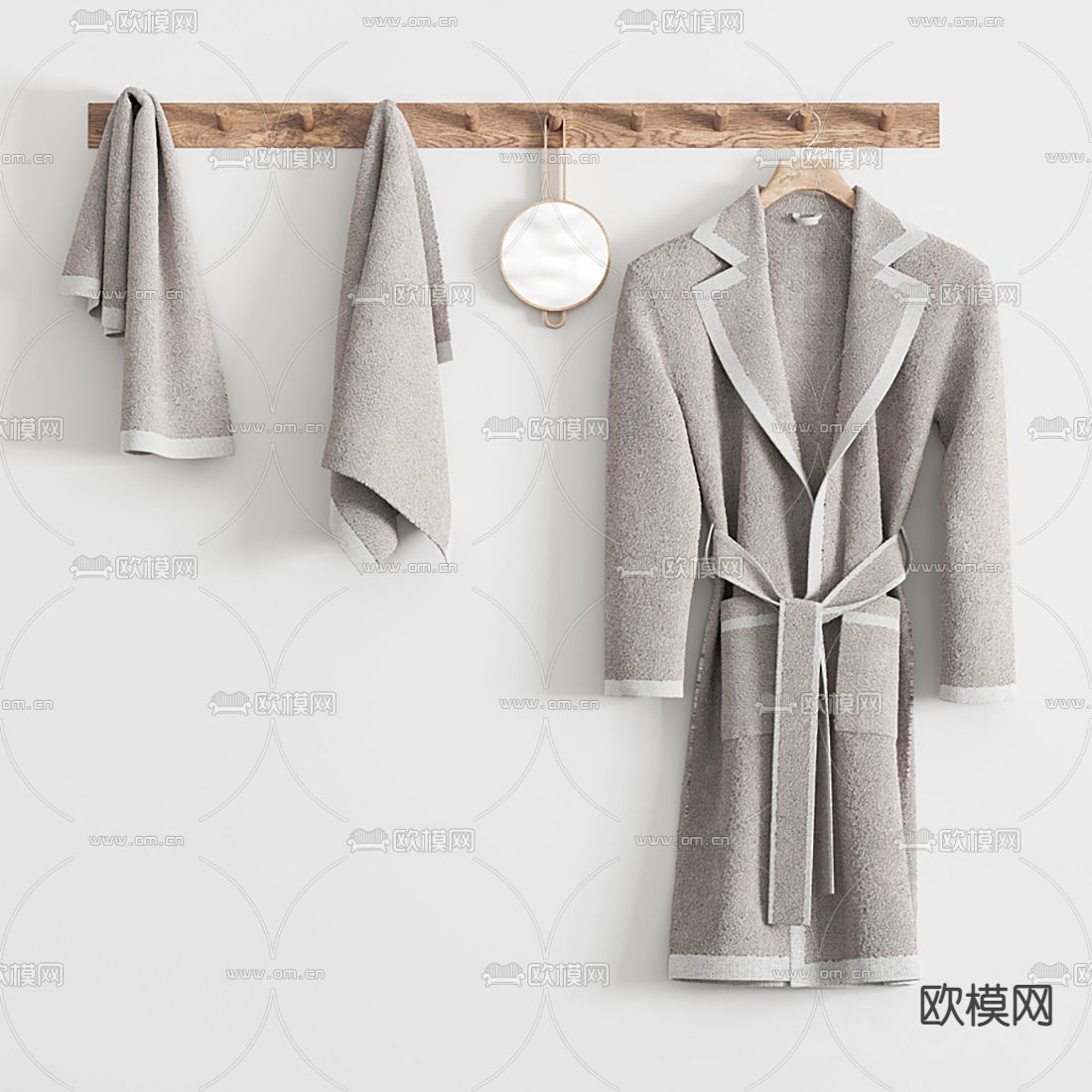 侘寂风浴巾屏风毛巾架3d模型下载（渲染图2）