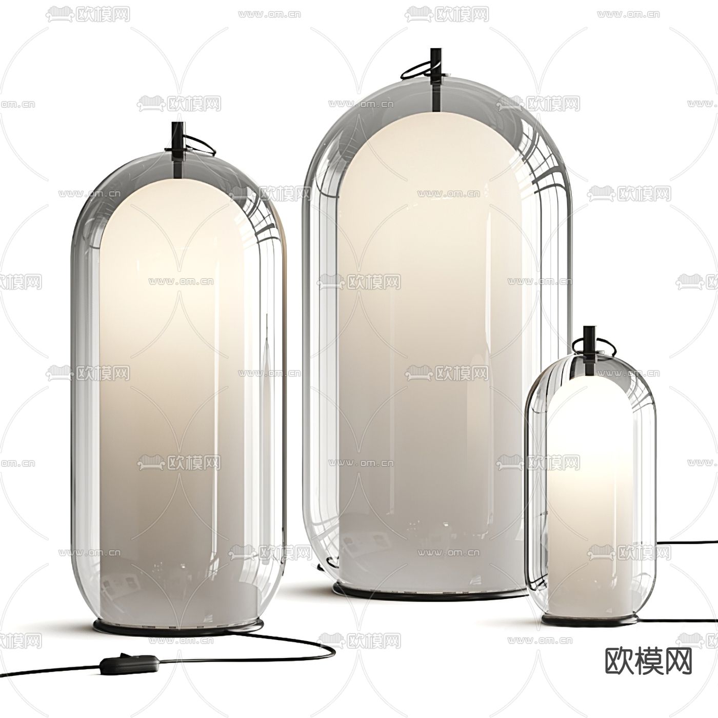 现代玻璃台灯su模型