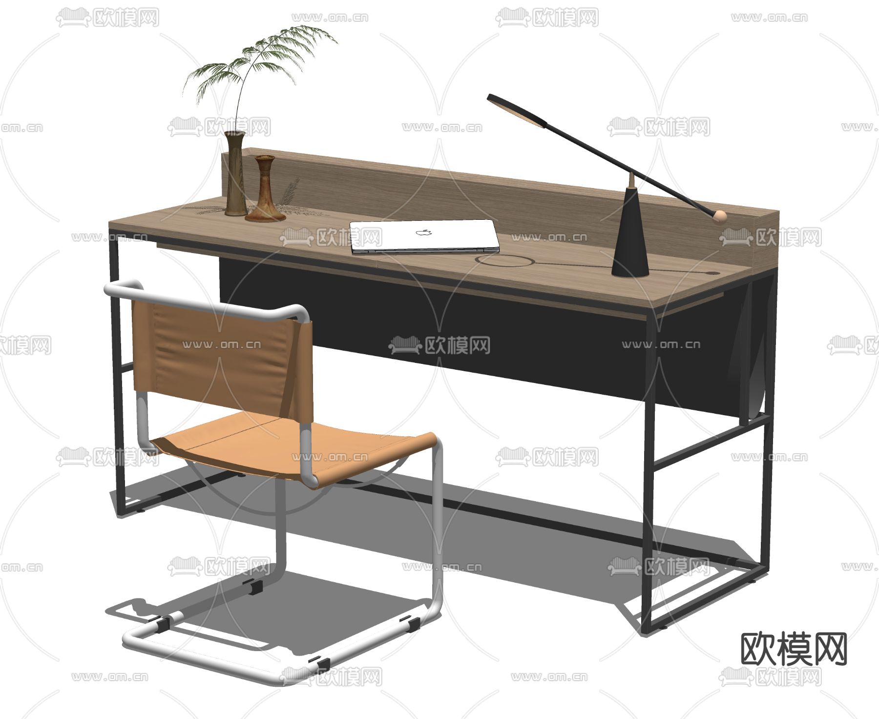 Knoll 书桌椅su模型下载（渲染图2）