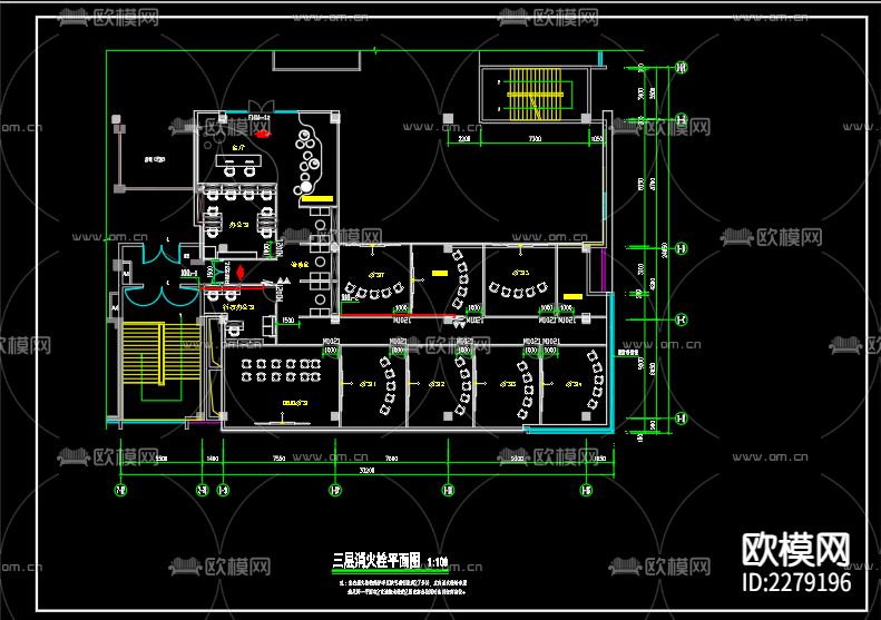 希朗英语教育消防设计cad施工图下载（渲染图3）