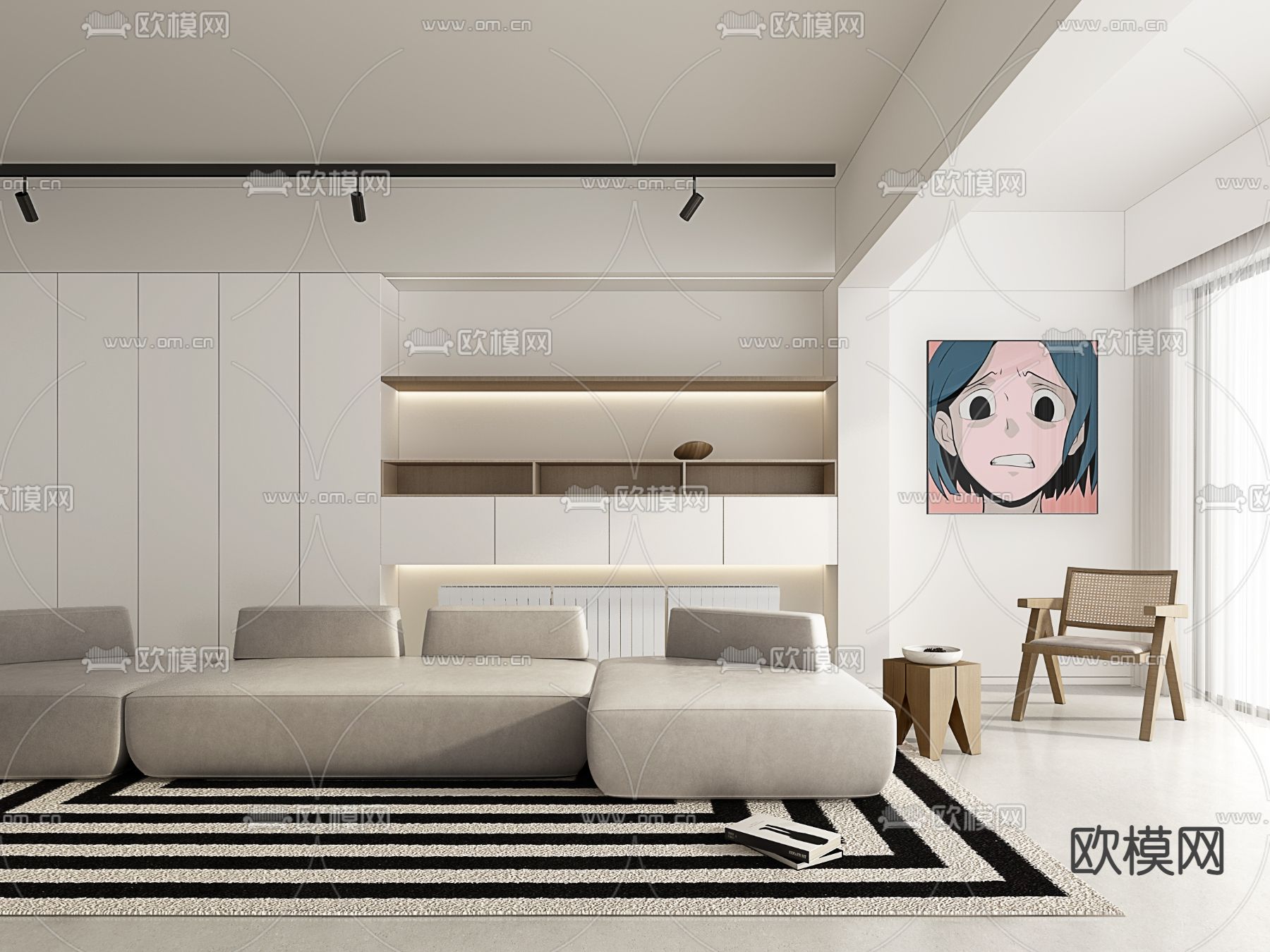 现代极简客厅3d模型