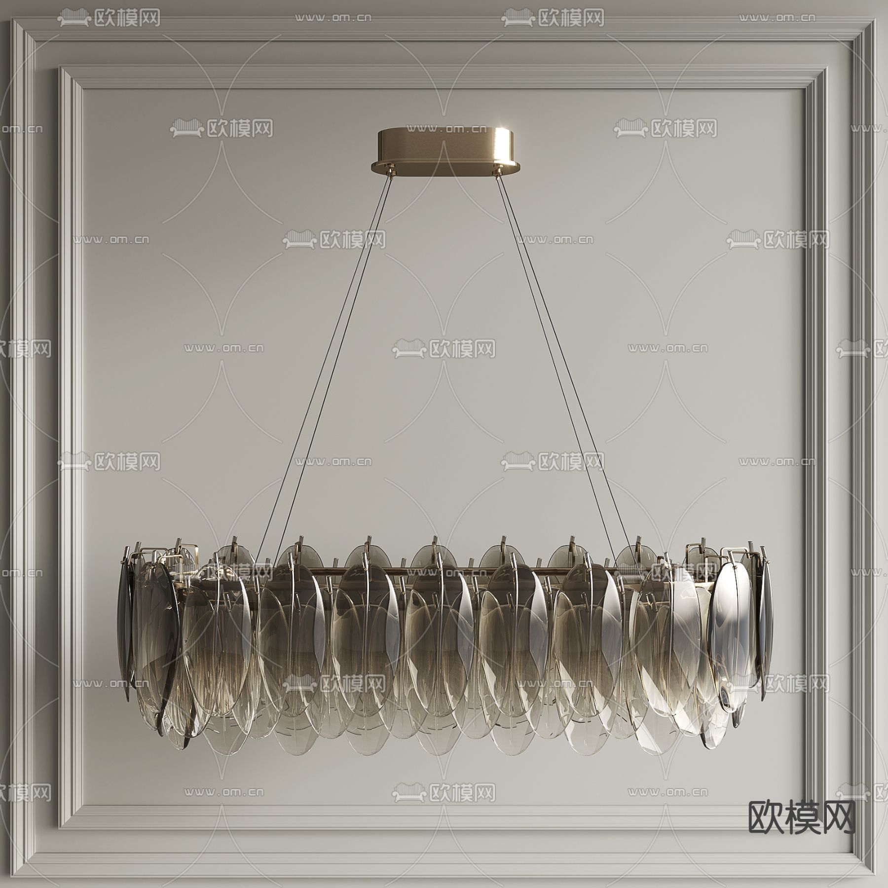 现代亚克力吊灯su模型