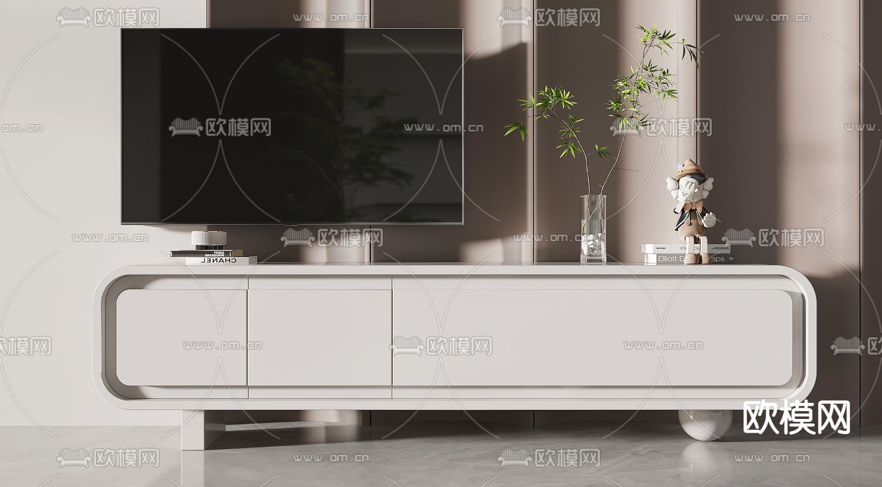 现代白色电视柜su模型下载_ID12104601_sketchup模型下载-欧模网