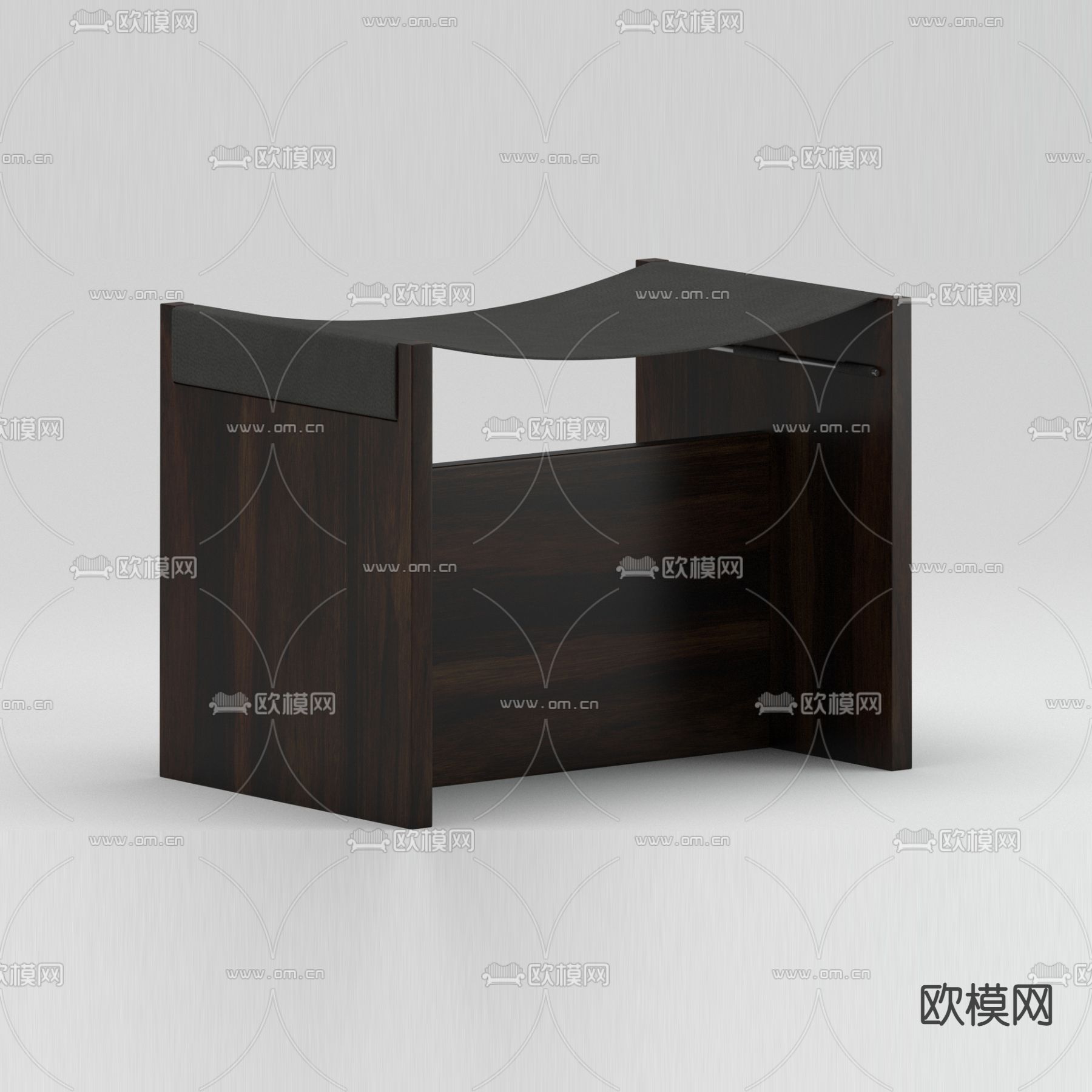现代简约实木皮革凳子免费3d模型下载
