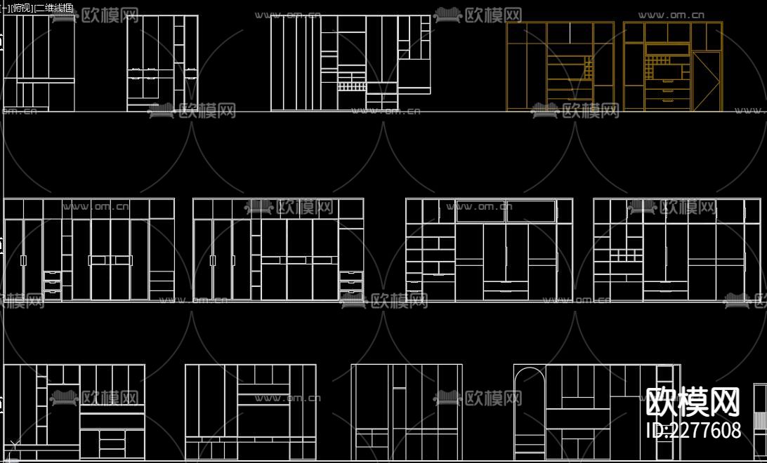 多种规格的柜子cad图库下载（渲染图3）