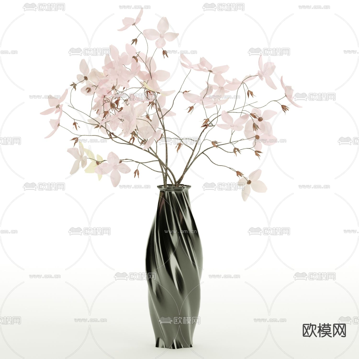 现代简约异形陶瓷花瓶摆放花艺免费3d模型下载