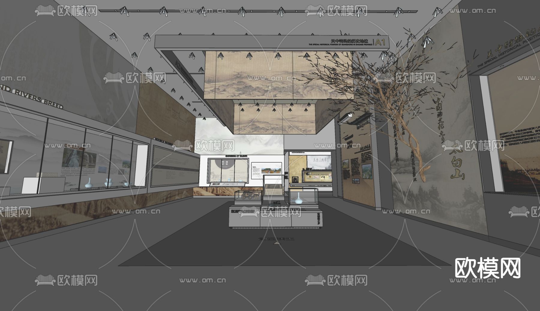 现代景区博物馆su模型下载（渲染图2）