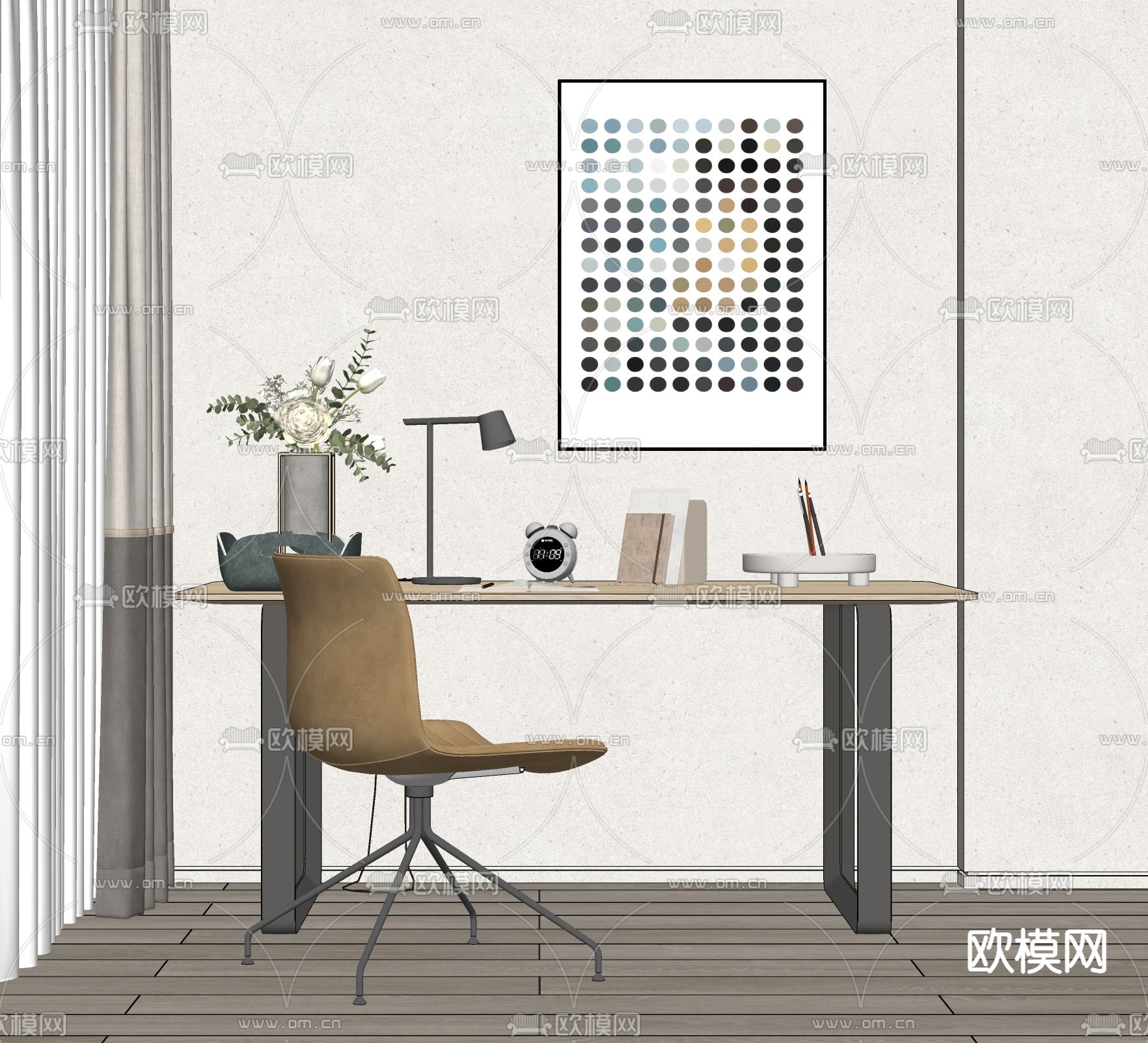 现代书桌椅su模型