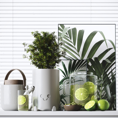  现代柠檬茶水杯su模型 