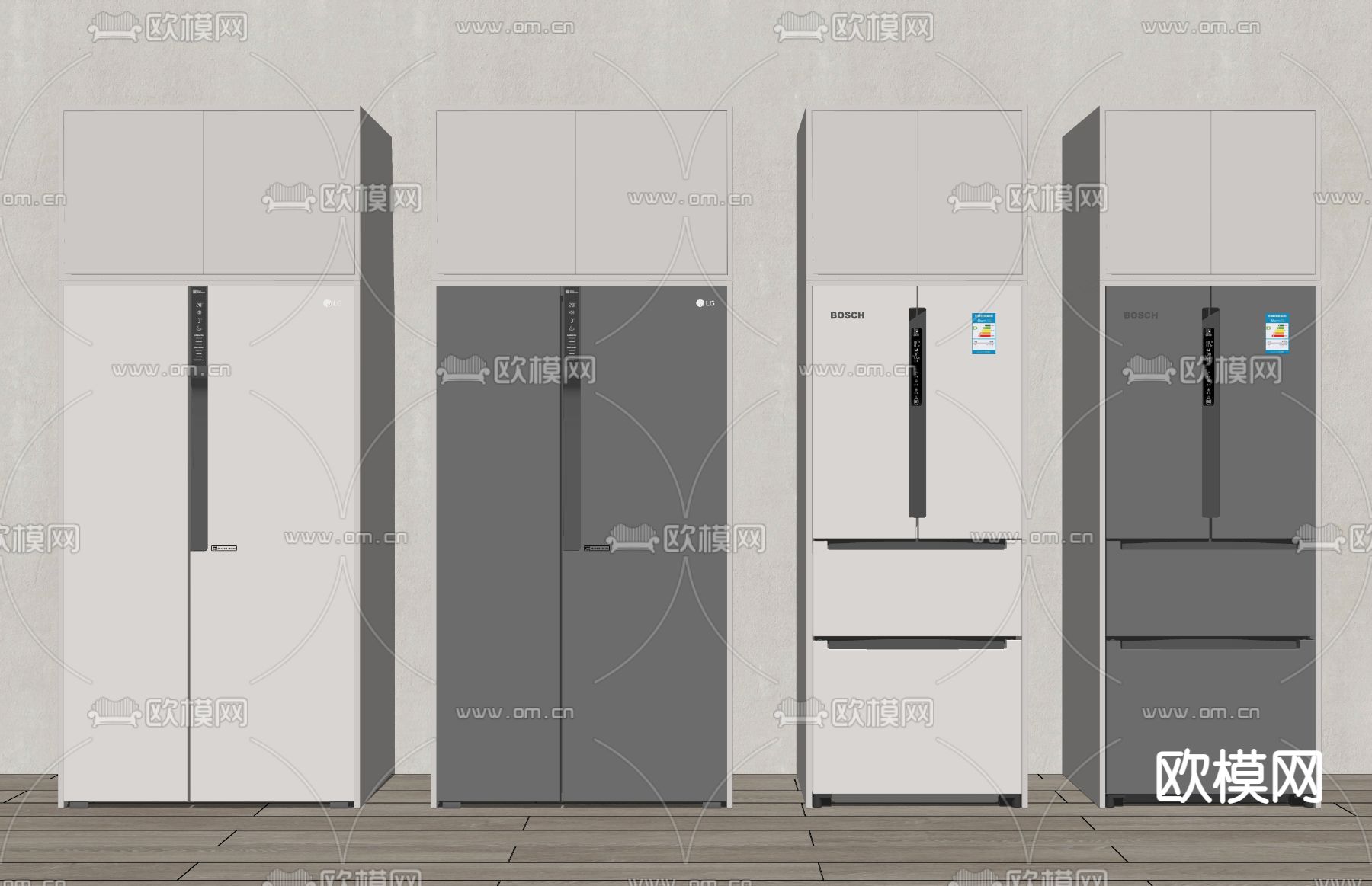 现代冰箱双开门冰箱su模型