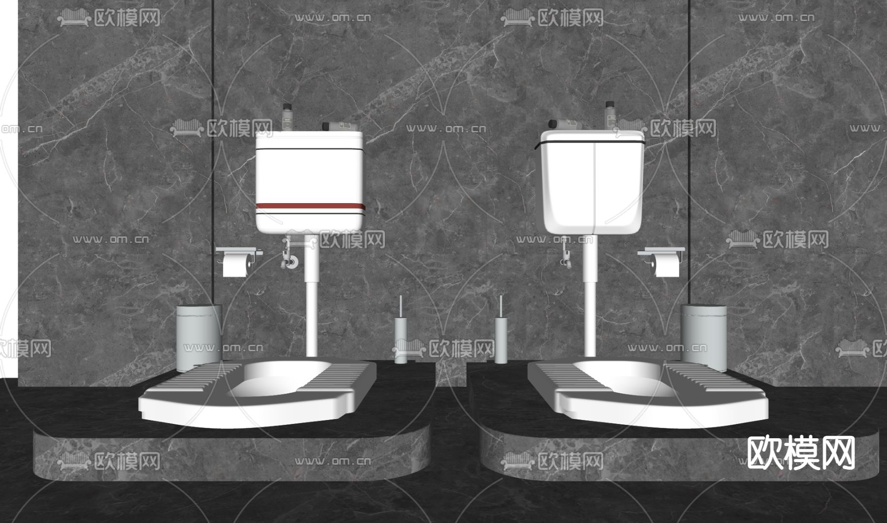 现代蹲便器马桶su模型下载（渲染图2）