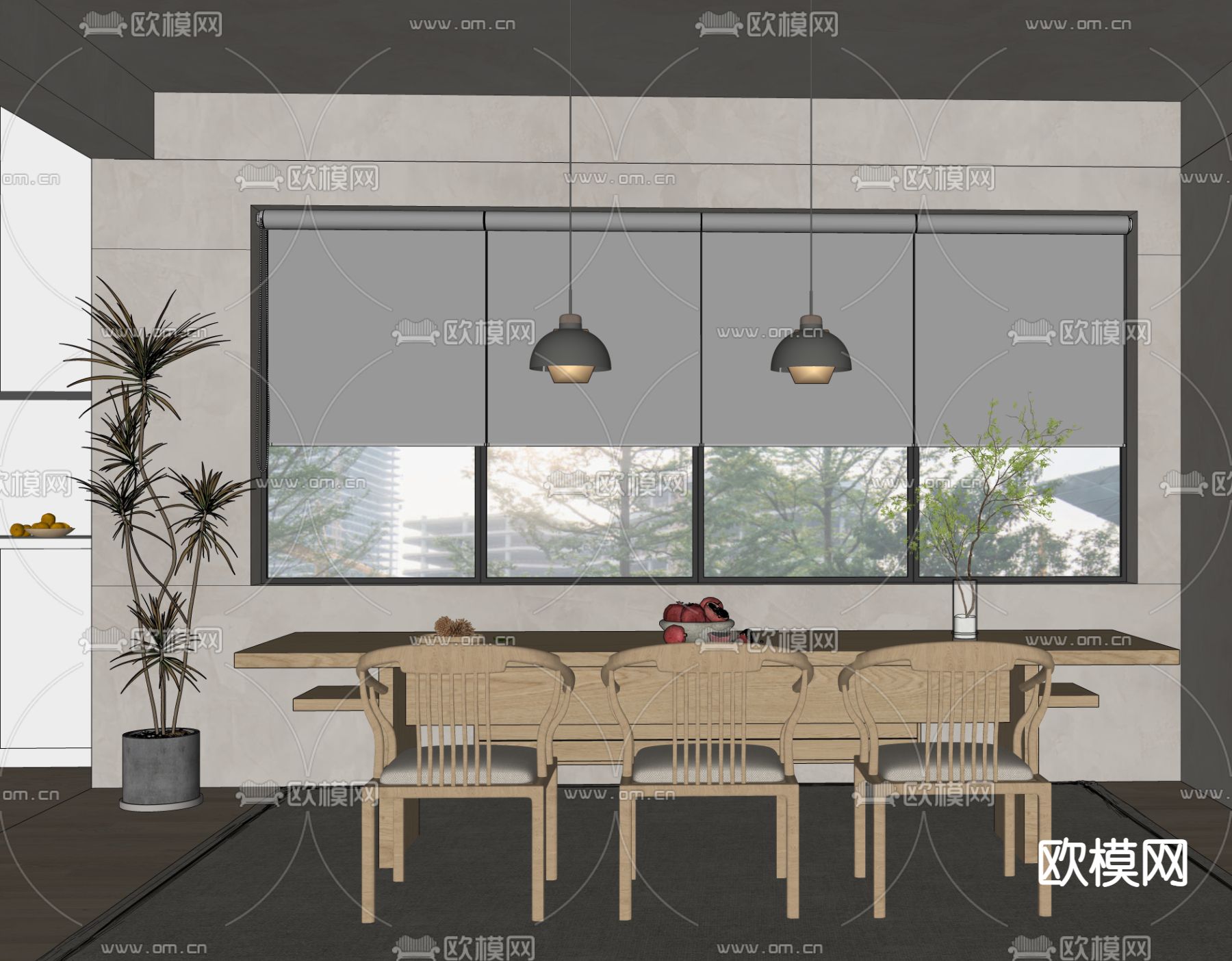 北欧餐厅su模型下载（渲染图2）