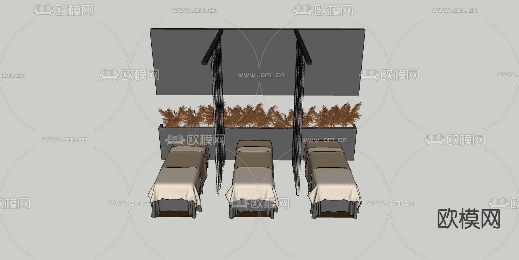 现代SPA按摩床su模型下载（渲染图2）