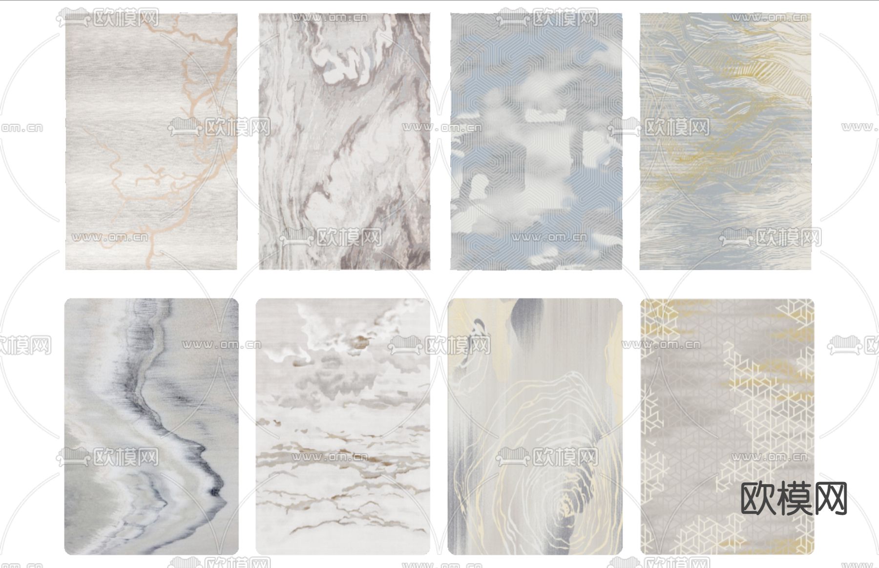 新中式抽象花纹地毯su模型下载（渲染图2）