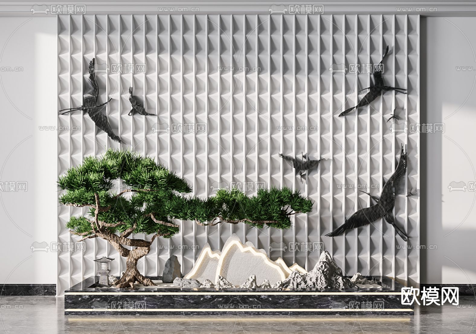 新中式禅意庭院园艺景观小品3d模型