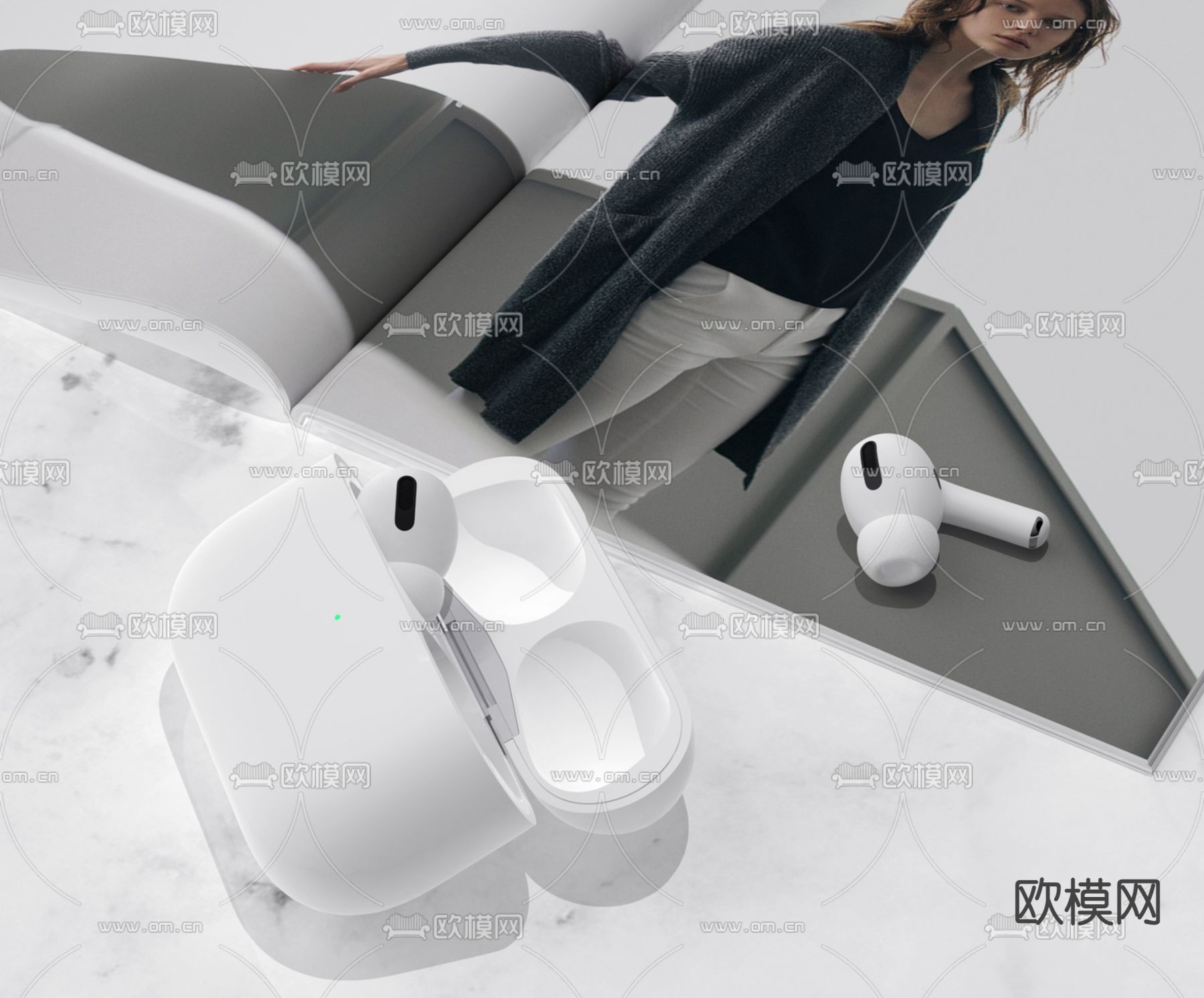 无线耳机3d模型下载