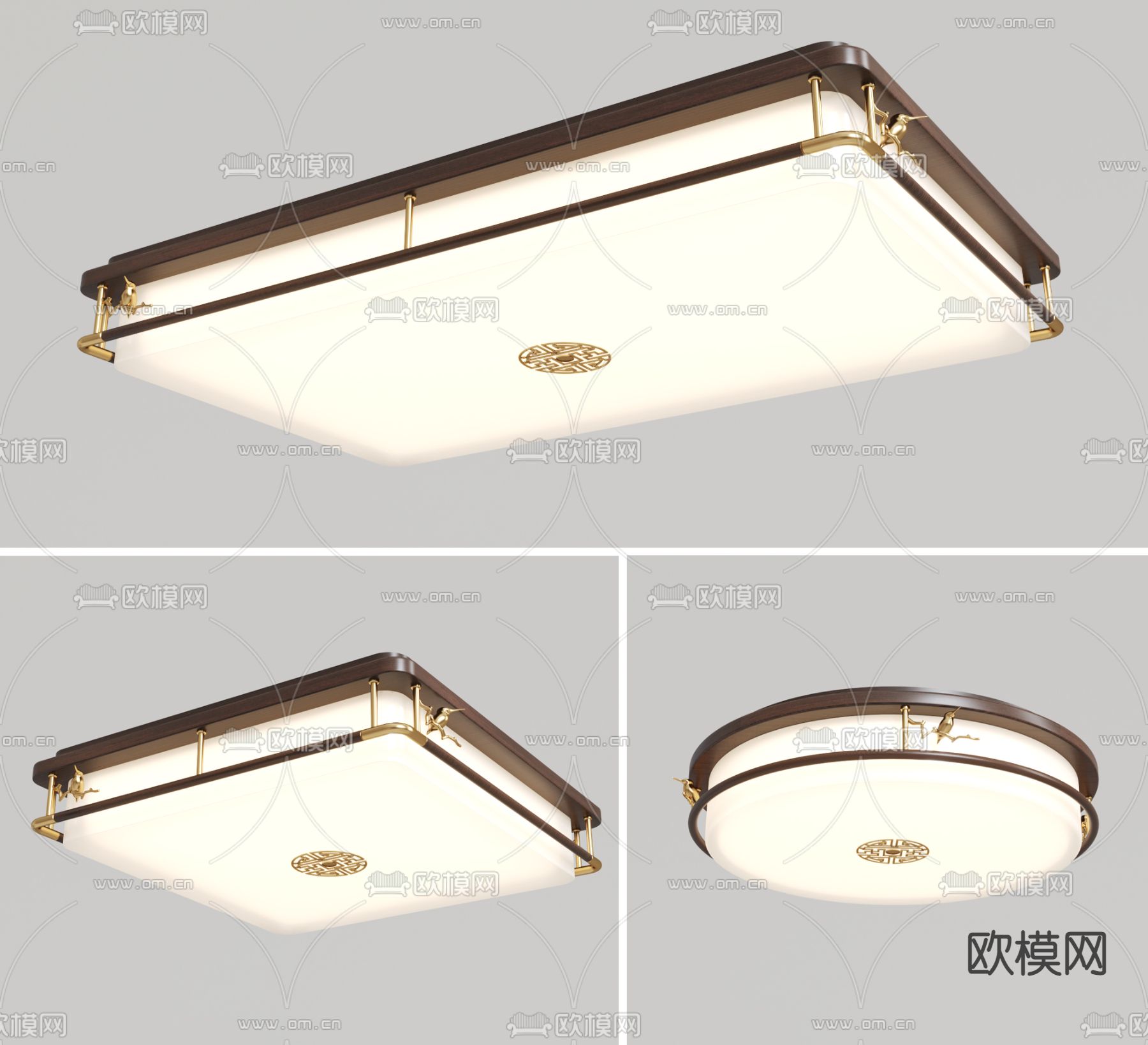新中式吸顶灯su模型下载（渲染图1）