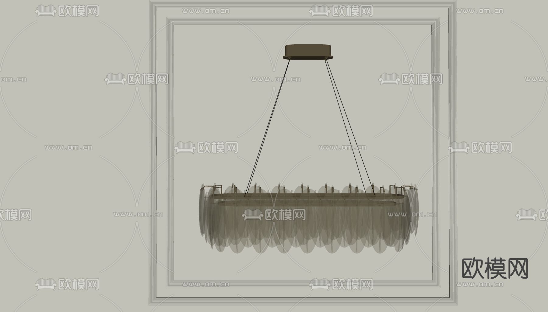 现代亚克力吊灯su模型