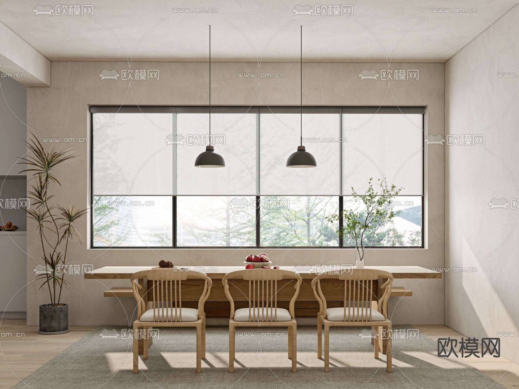 北欧餐厅su模型下载（渲染图1）