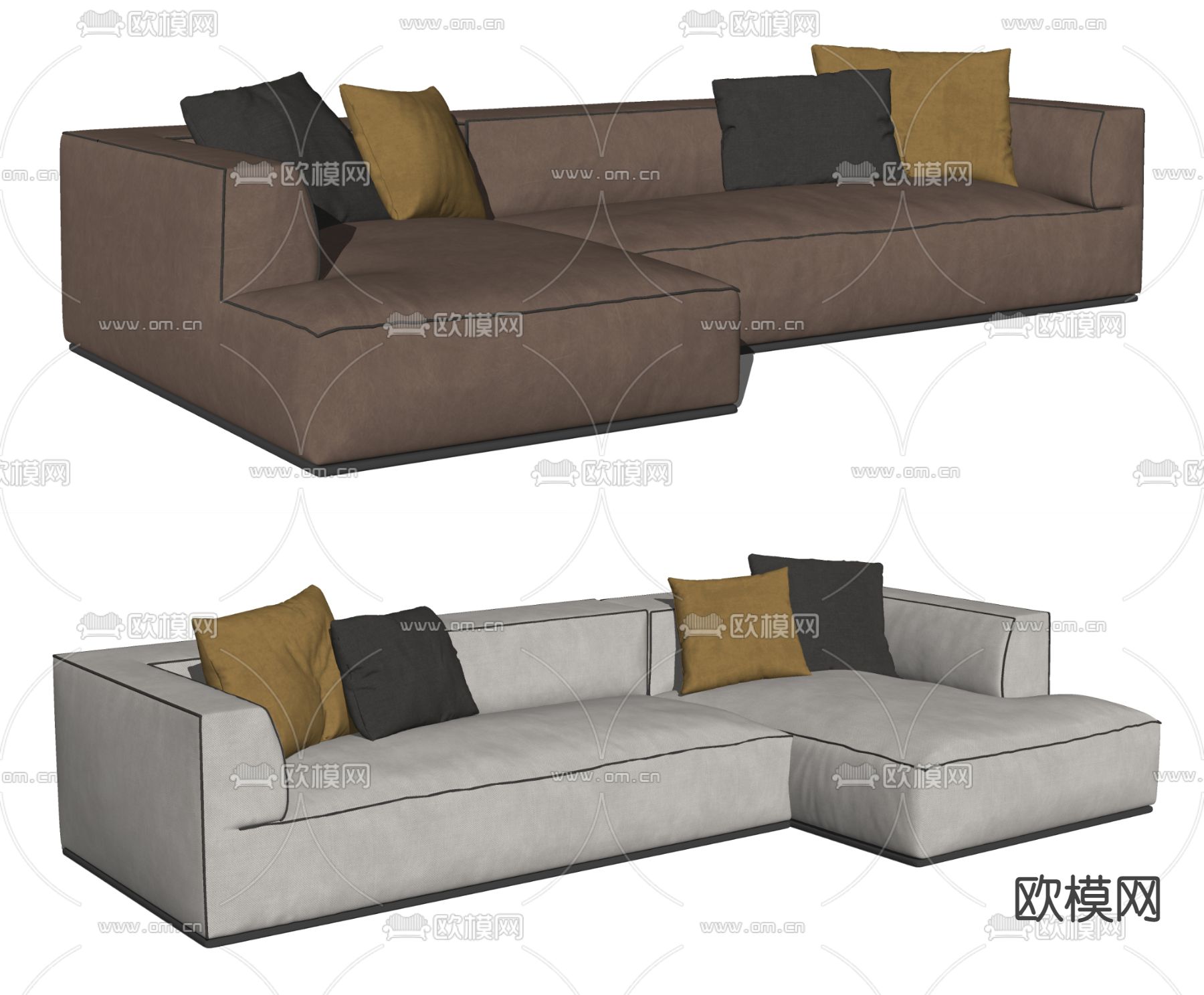 现代转角沙发su模型