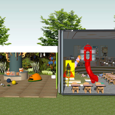  现代托儿所游戏区su模型 