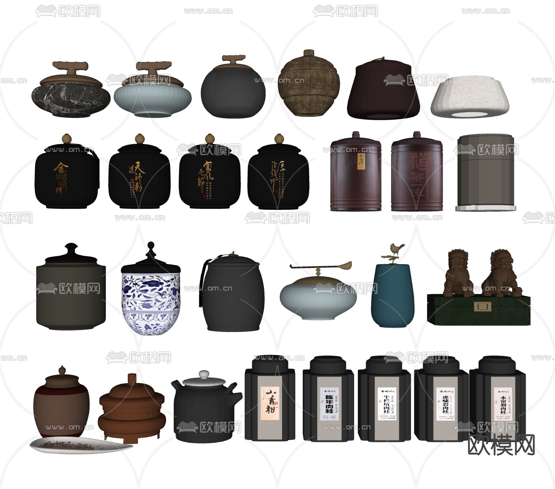 新中式茶叶茶罐su模型下载（渲染图2）