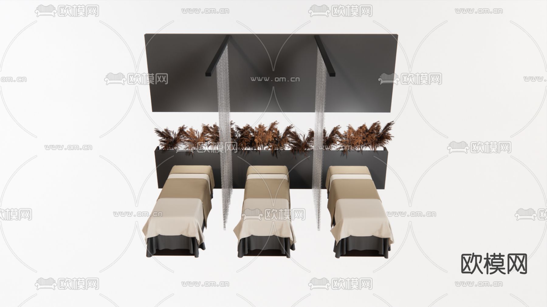 现代SPA按摩床su模型下载（渲染图1）