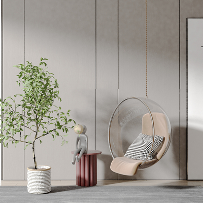  现代亚克力吊椅su模型 