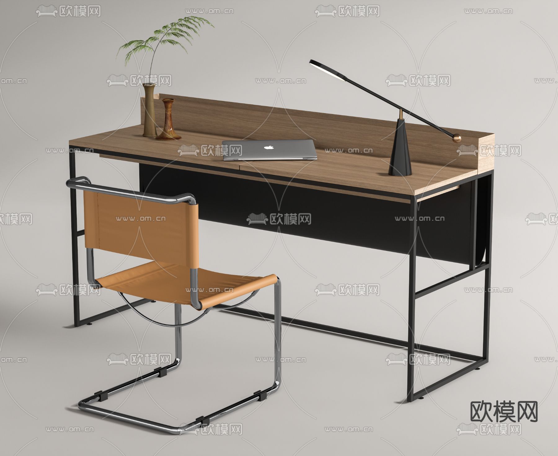 Knoll 书桌椅su模型下载（渲染图1）