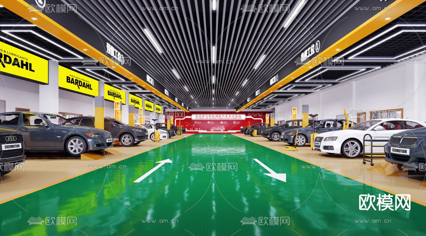 现代汽修店3d模型下载（渲染图1）