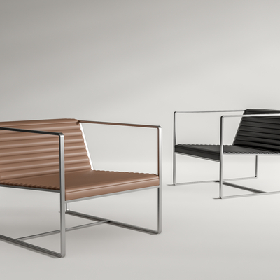 现代皮革休闲椅子su模型