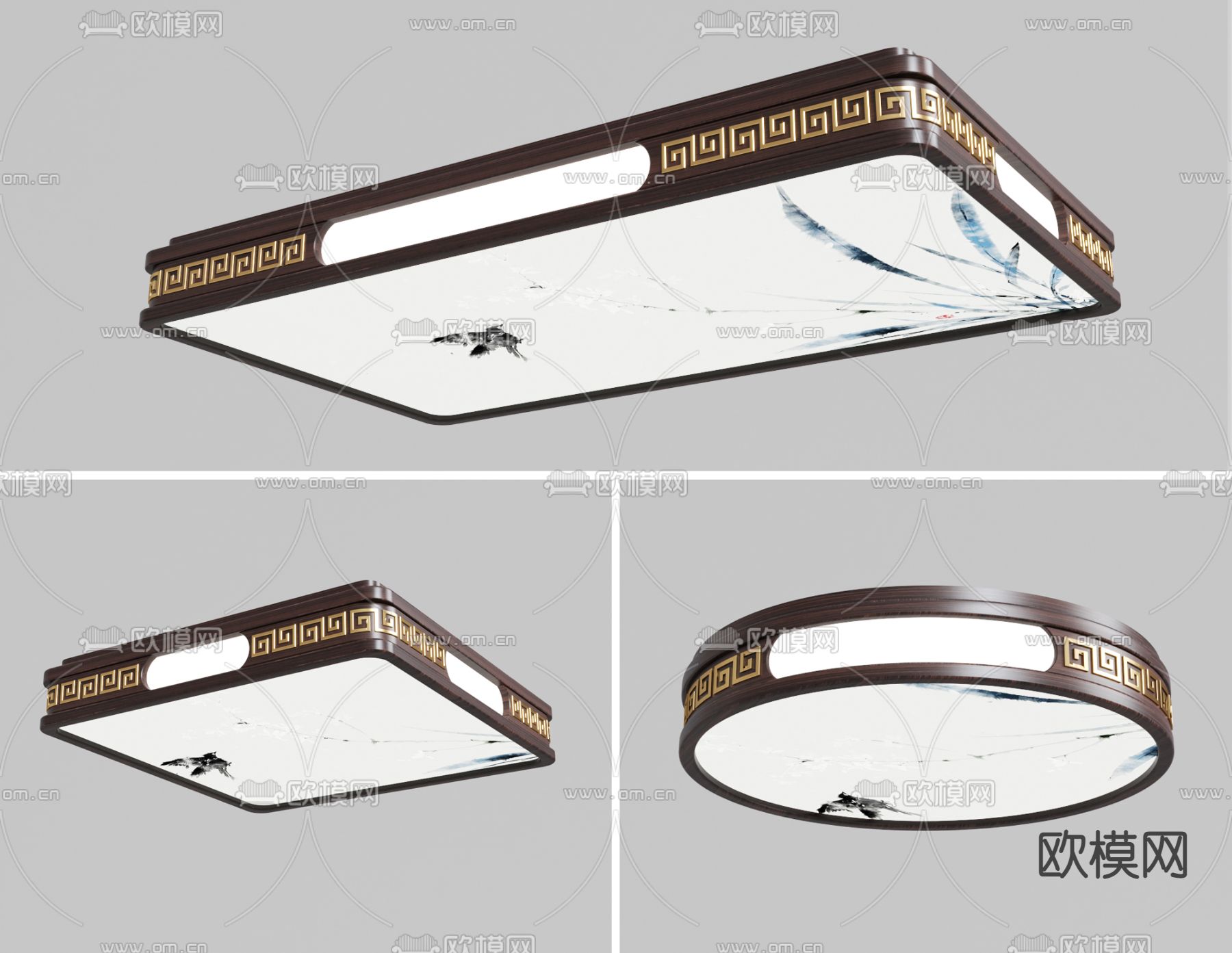 新中式吸顶灯su模型下载（渲染图1）