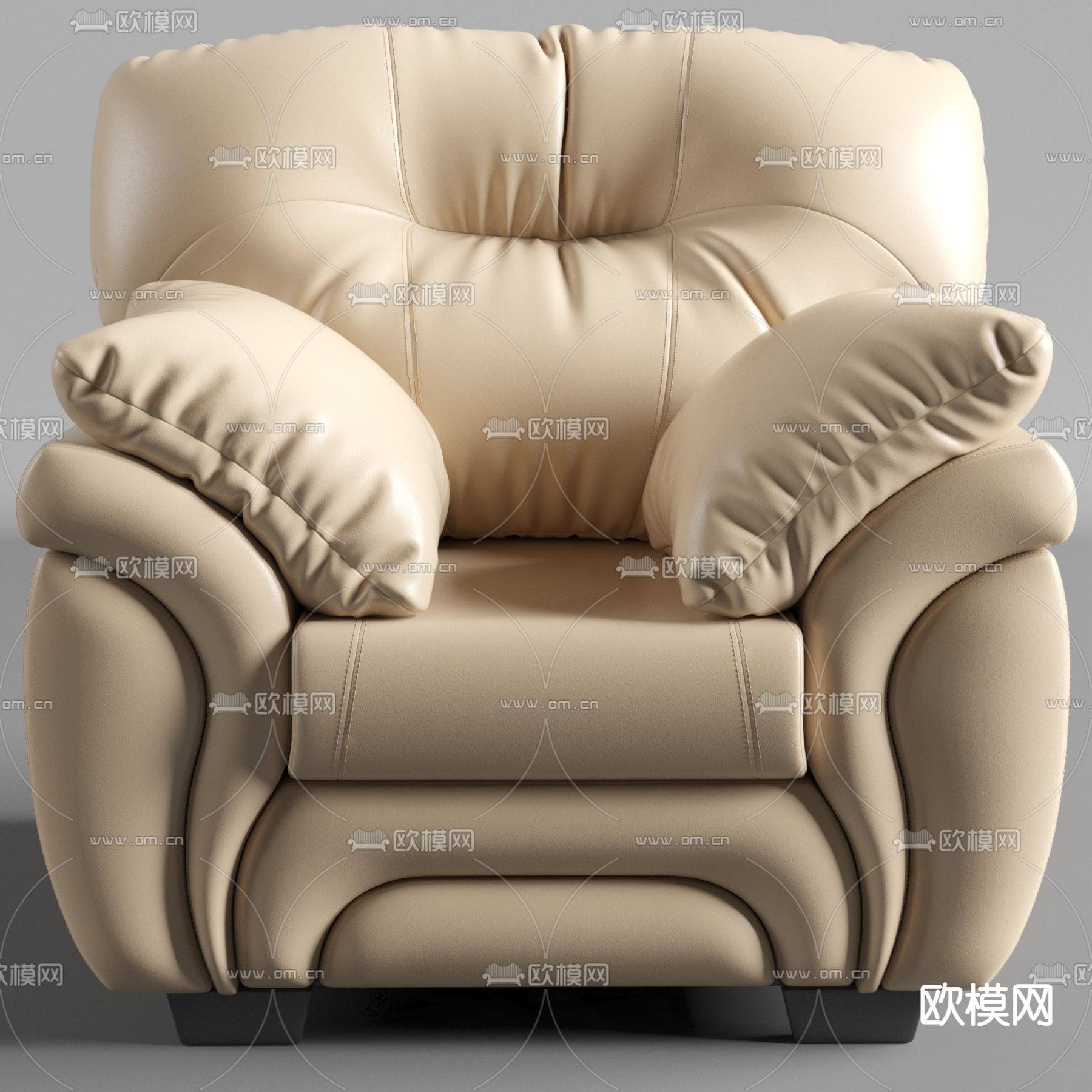 现代简约皮革单人沙发免费3d模型下载
