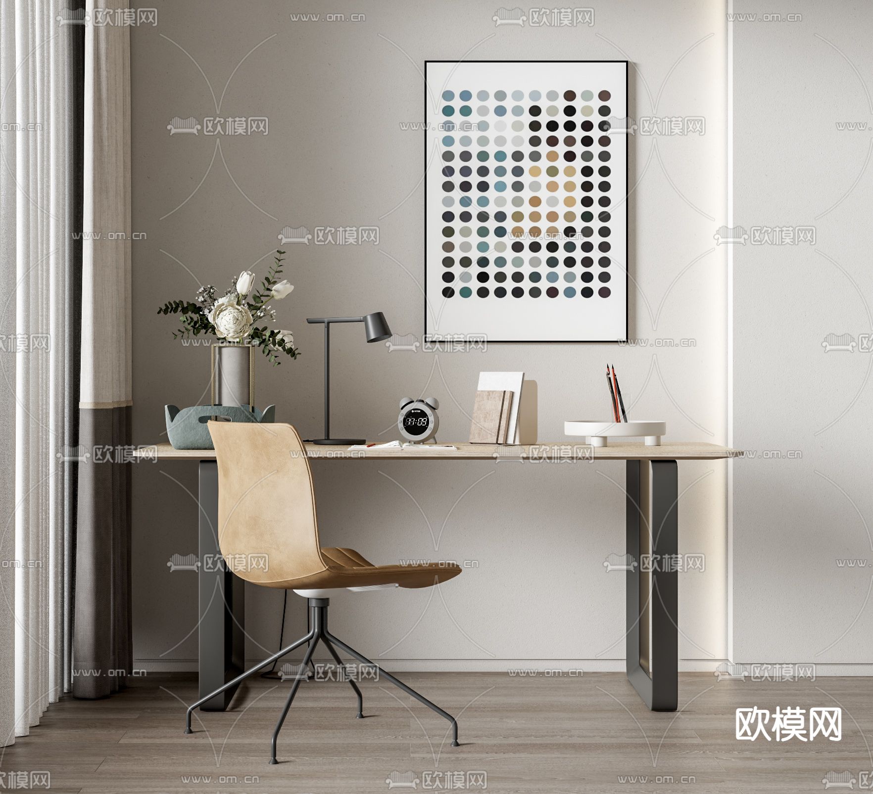 现代书桌椅su模型