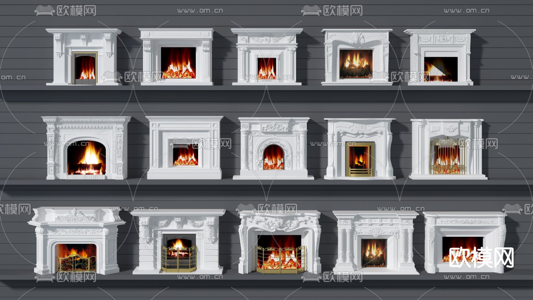 欧式壁炉su模型下载（渲染图1）