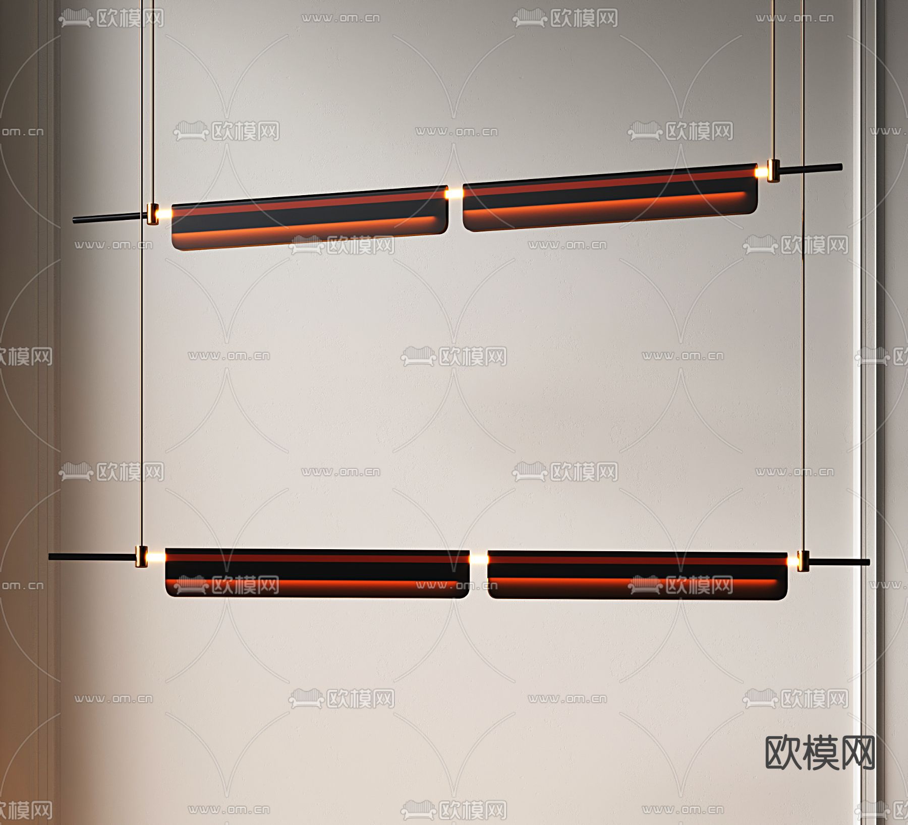 现代条形吊灯3d模型下载_ID12109551_3dmax免费模型-欧模网