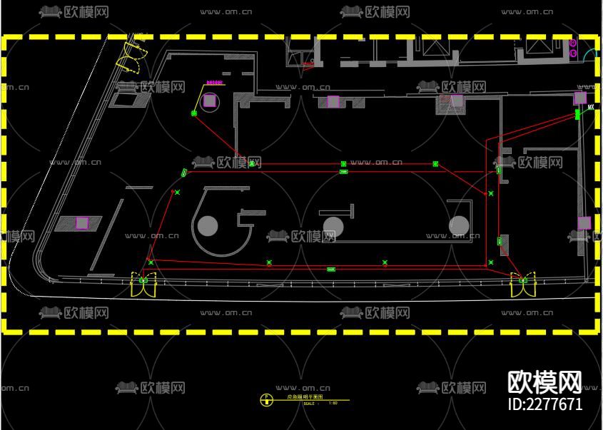 现代展馆电气cad施工图下载（渲染图3）